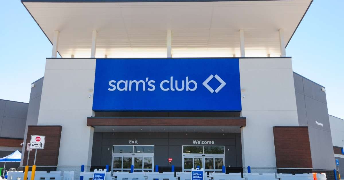front entrance of a new sam’s club warehouse store
