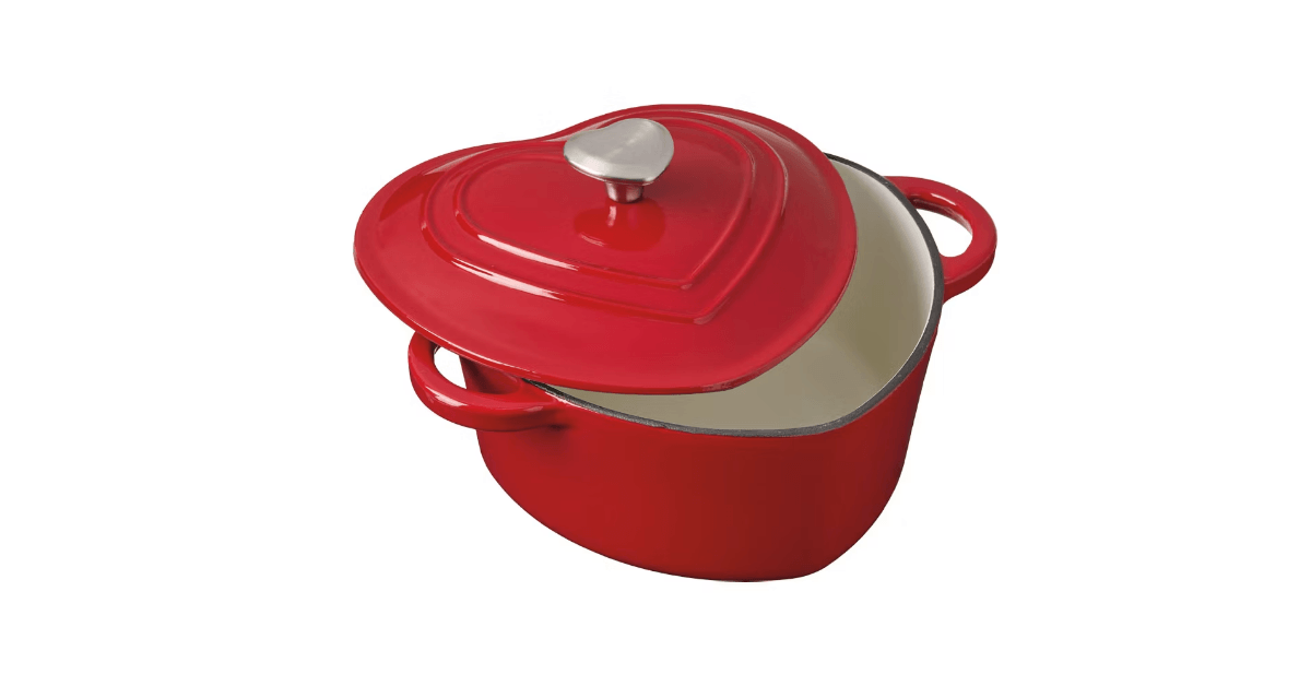 Red heart shaped Dutch oven
