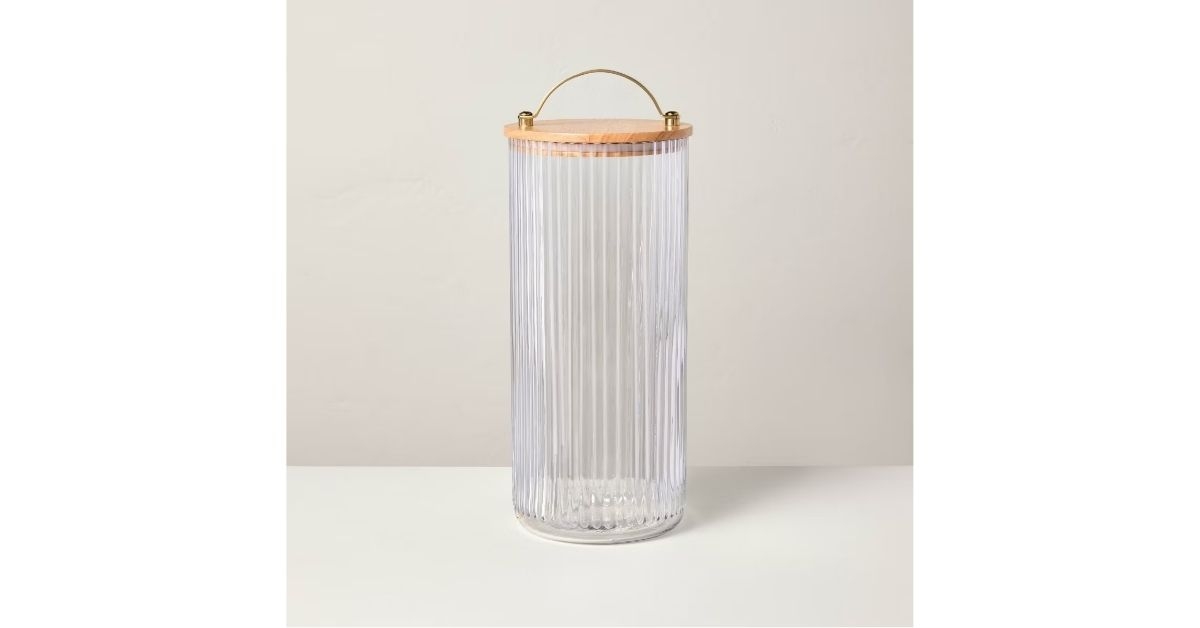 fluted glass storage canister