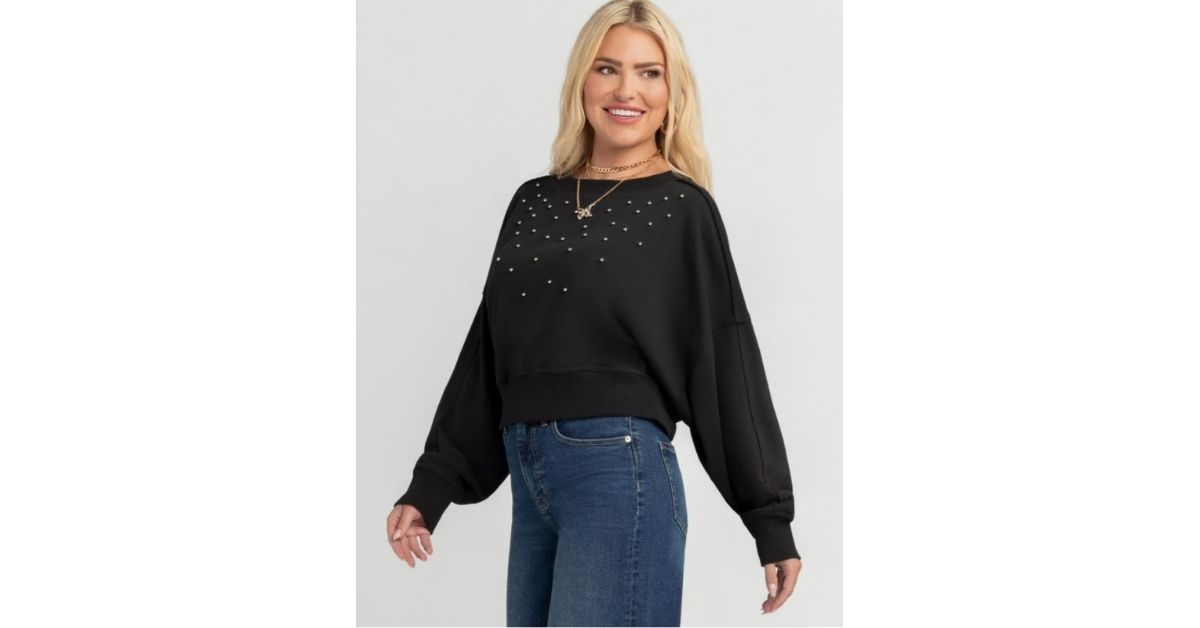womens merril embellished crewneck pullover top