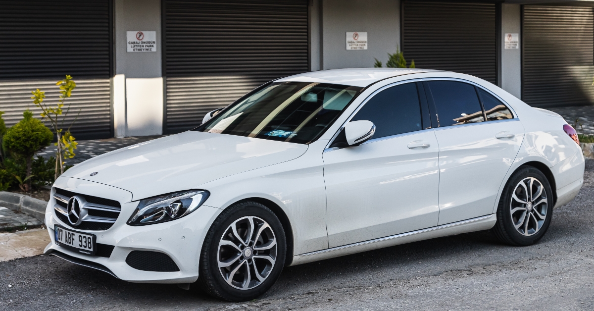 white mercedes-benz c-class