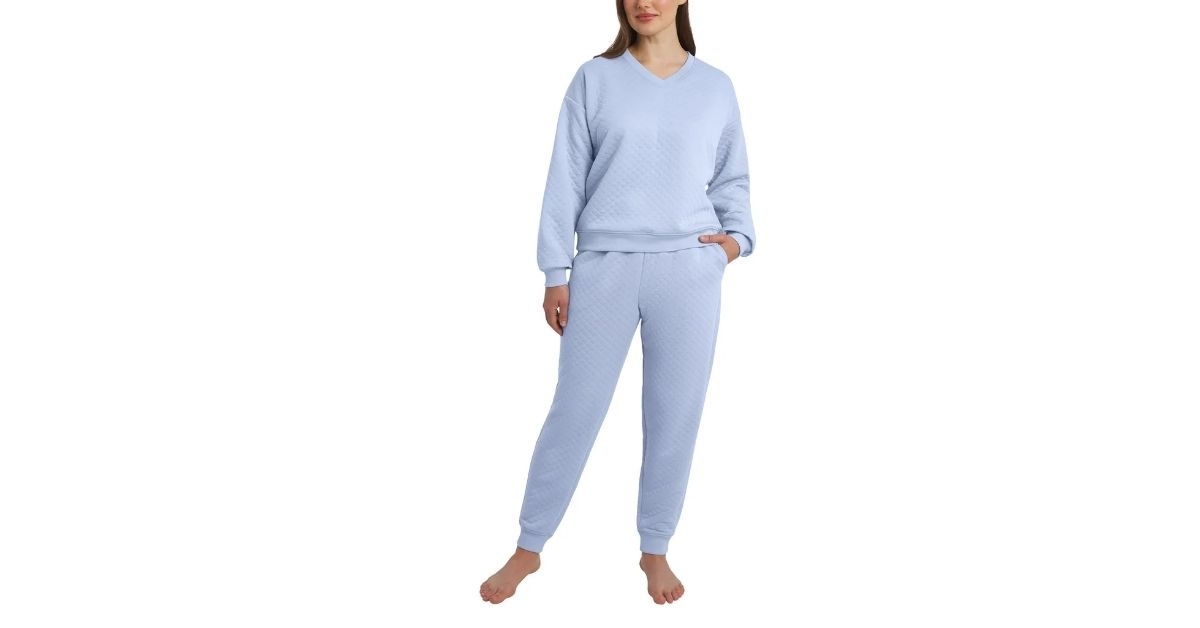 lands end womens quilted lounge set