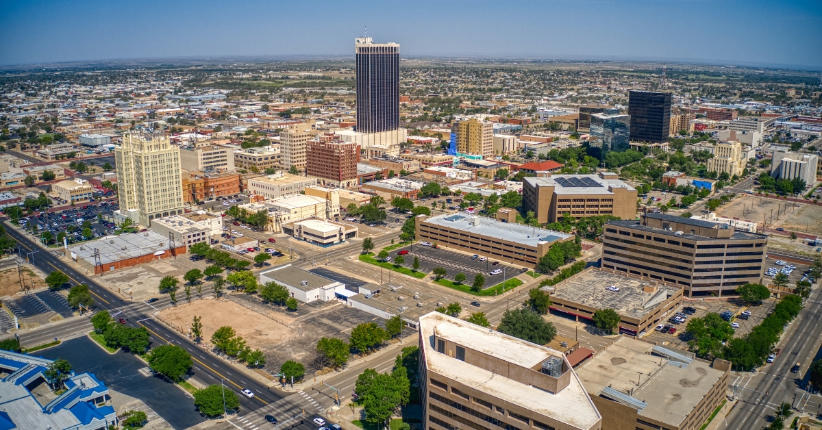 downtown amarillo texas in summer
