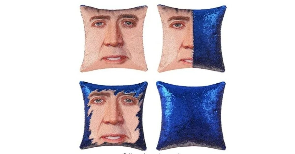 LydeLog Nicolas Cage Pillow Covers Sequin Pillow Cases