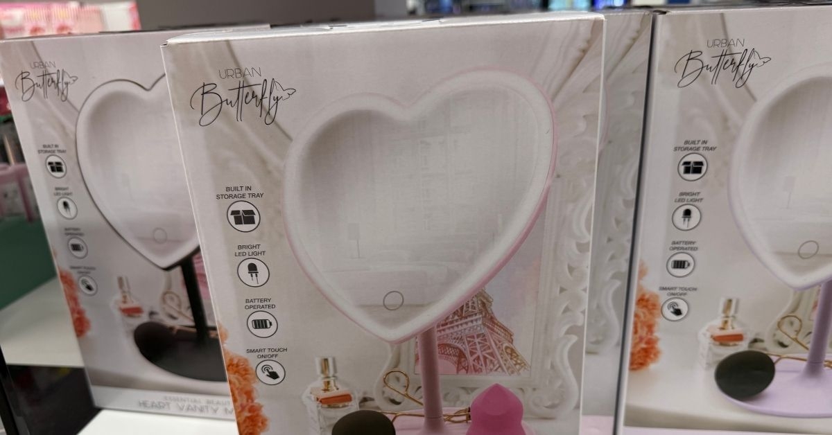 butterfly heart vanity mirror