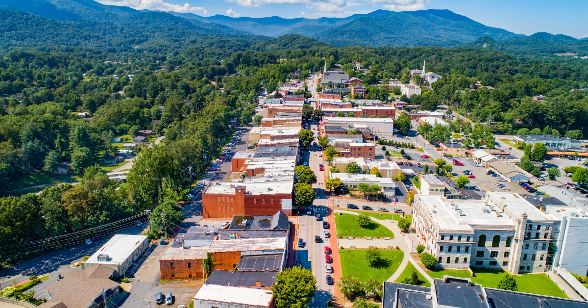 Waynesville North Carolina NC Drone Skyline Aerial