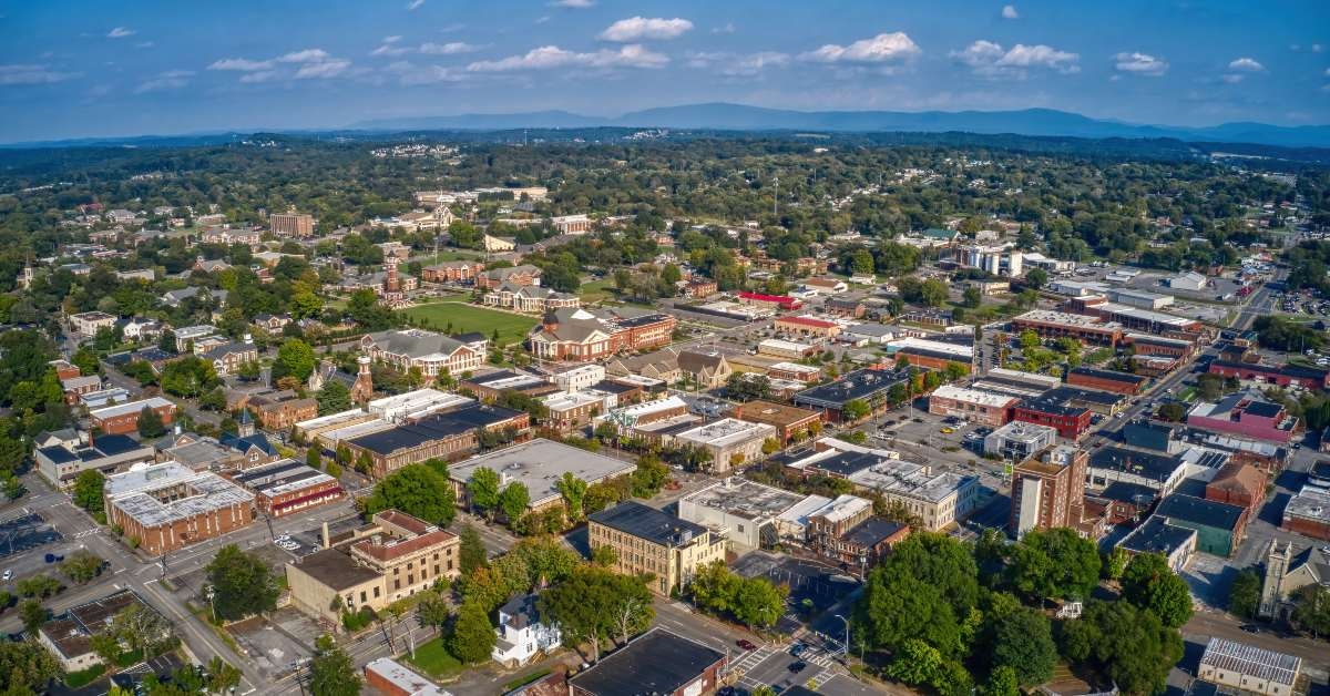 aerial view of downtown cleveland