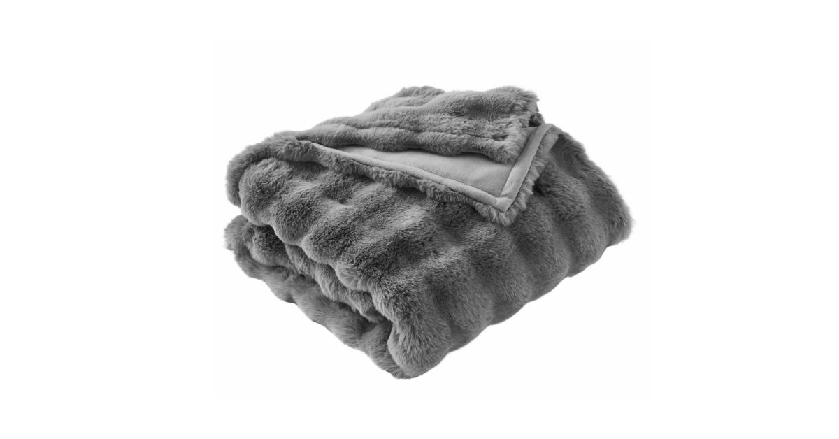 grey bubble faux fur blanket