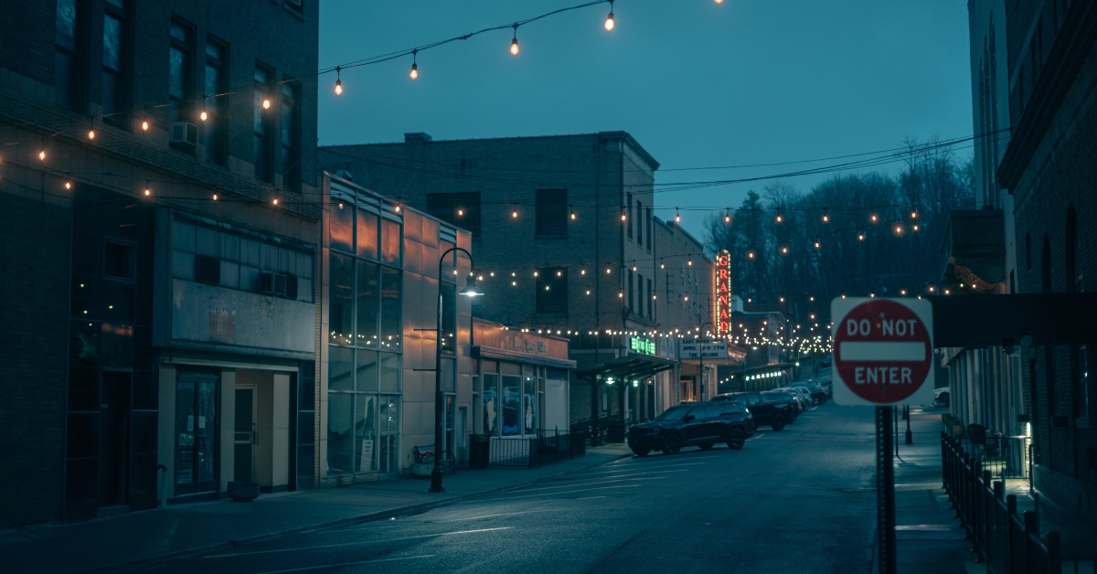 string lights over commerce street
