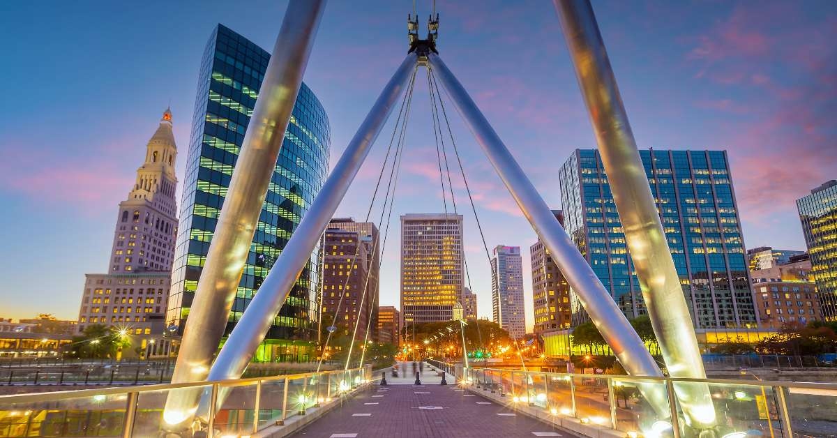 skyline of downtown hartford city cityscape in connecticut usa