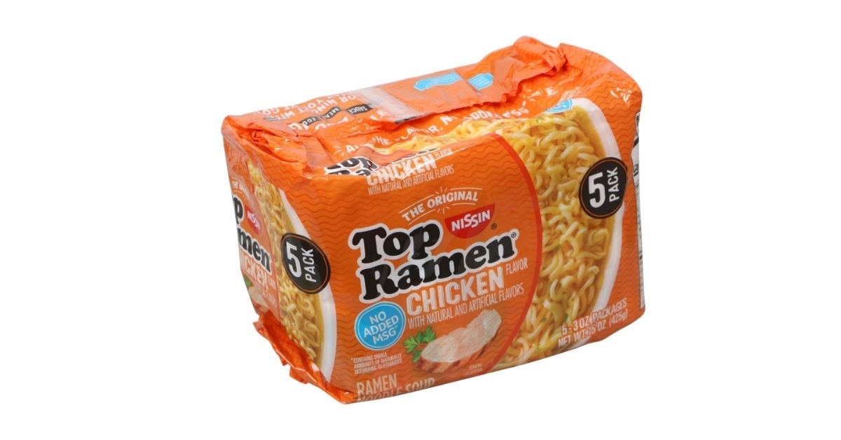 top ramen chicken flavored noodle soup
