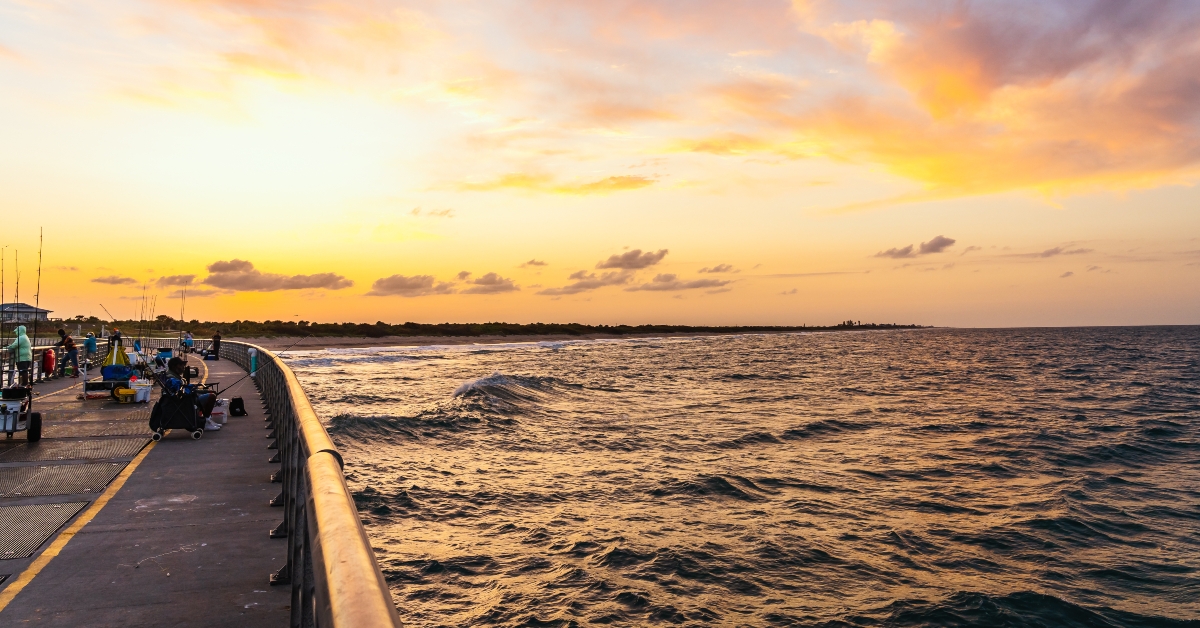 sunset at the fishing pier
