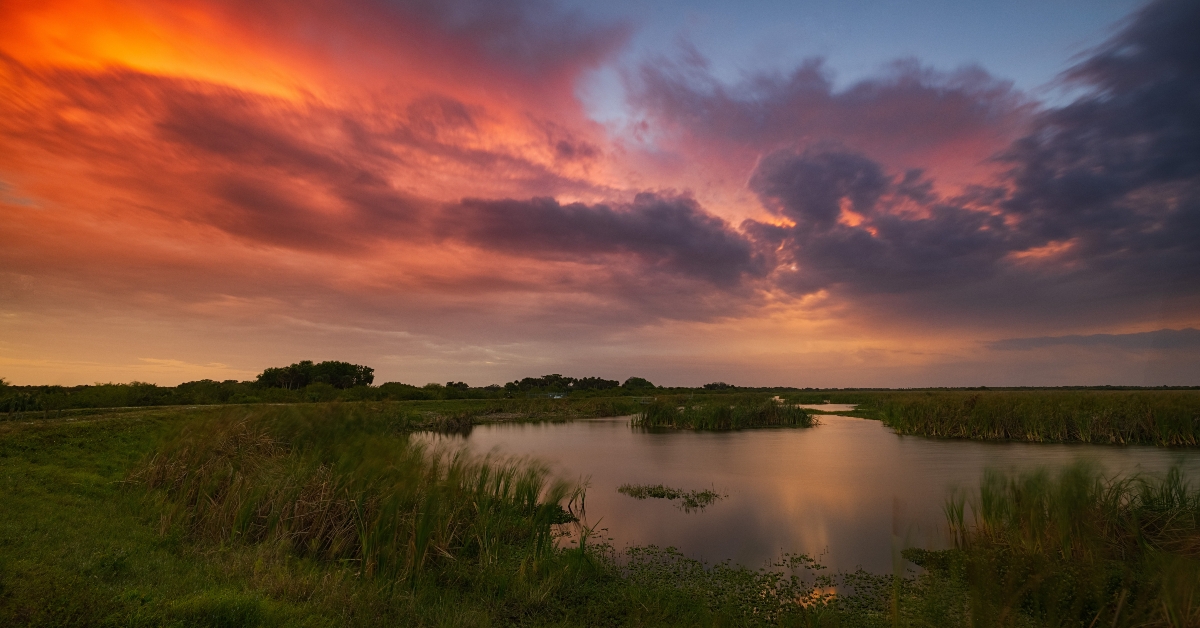 sunset over a resevoir