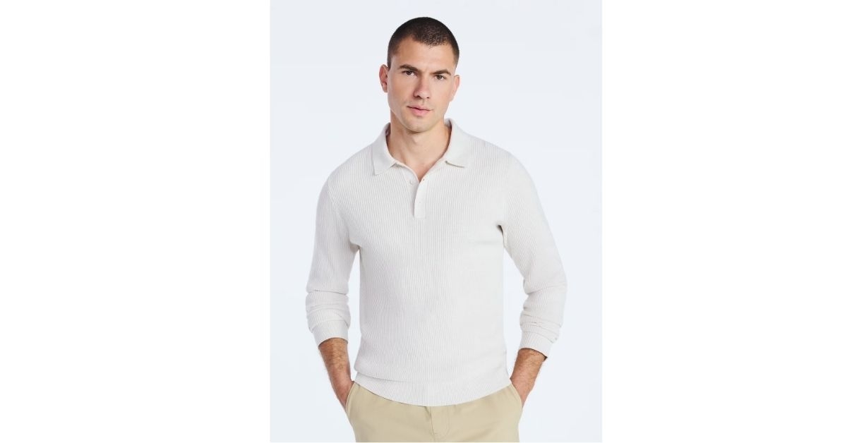 mens cozy yarn polo sweater