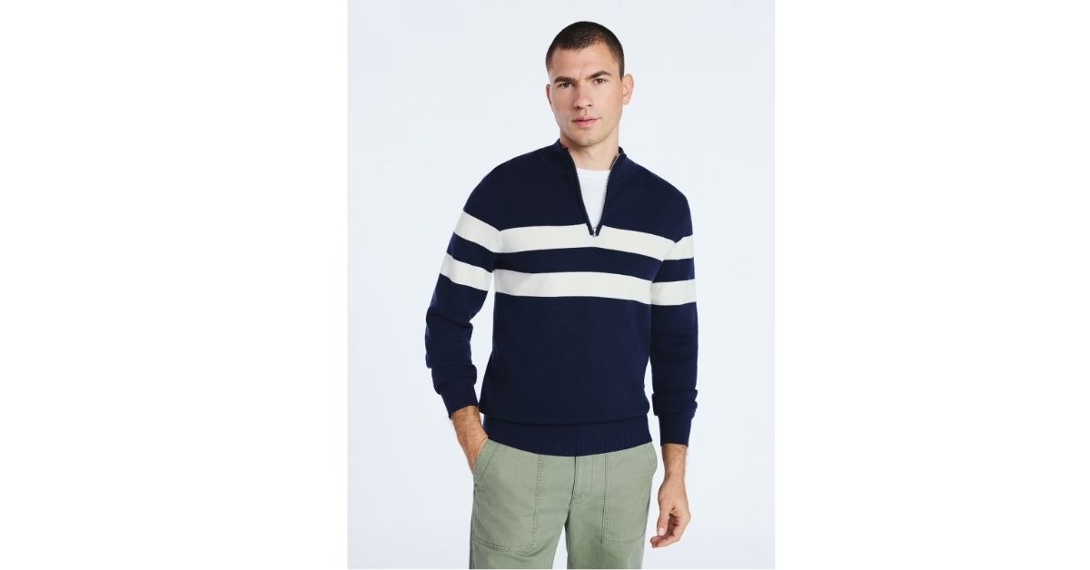 mens quarter zip rugby sweater