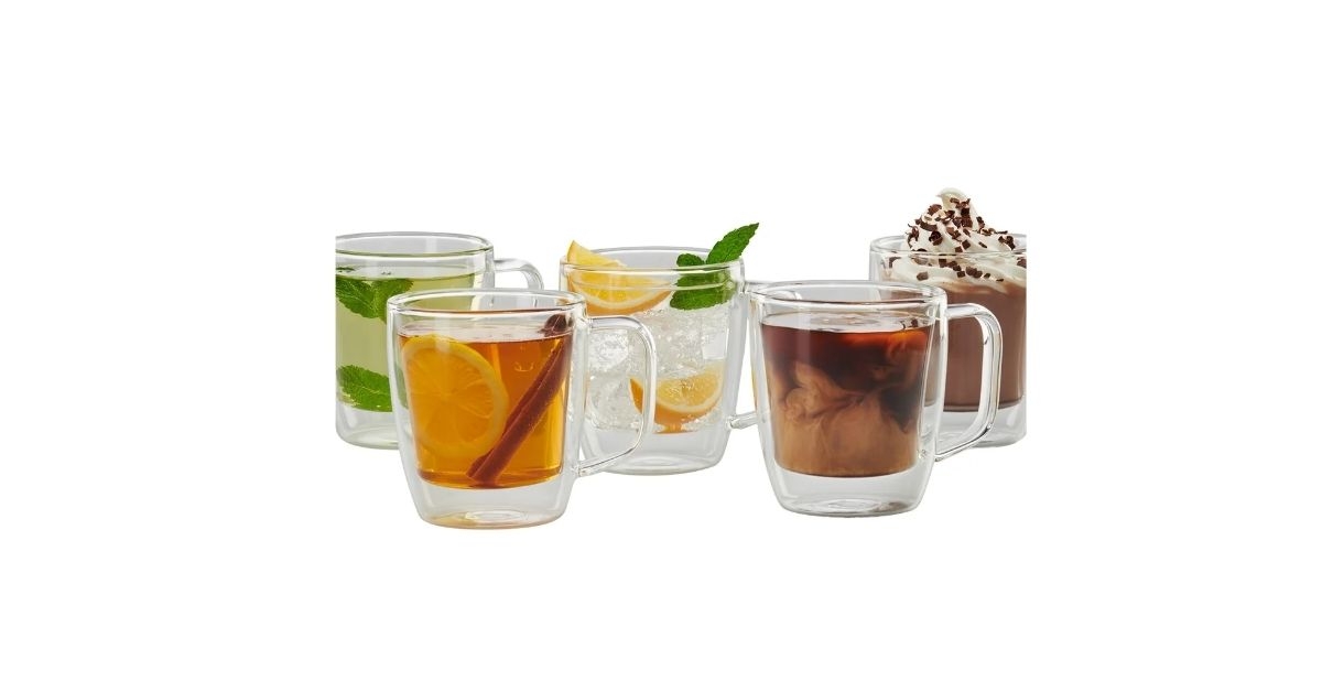 double wall glass mug set