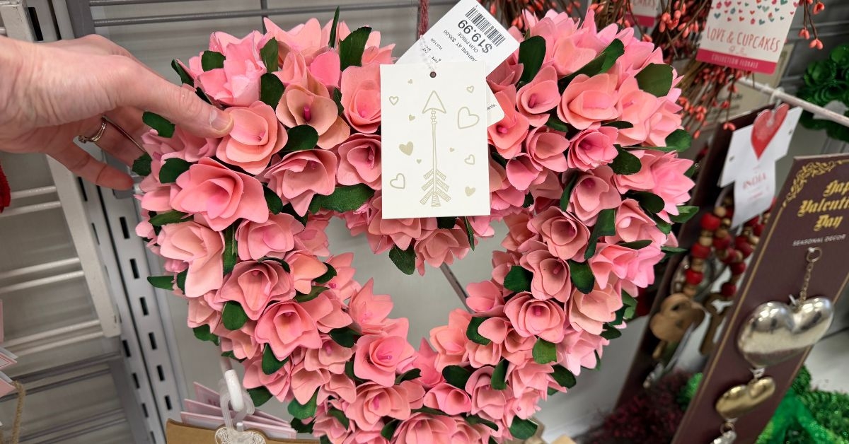 wooden flower heart wreath