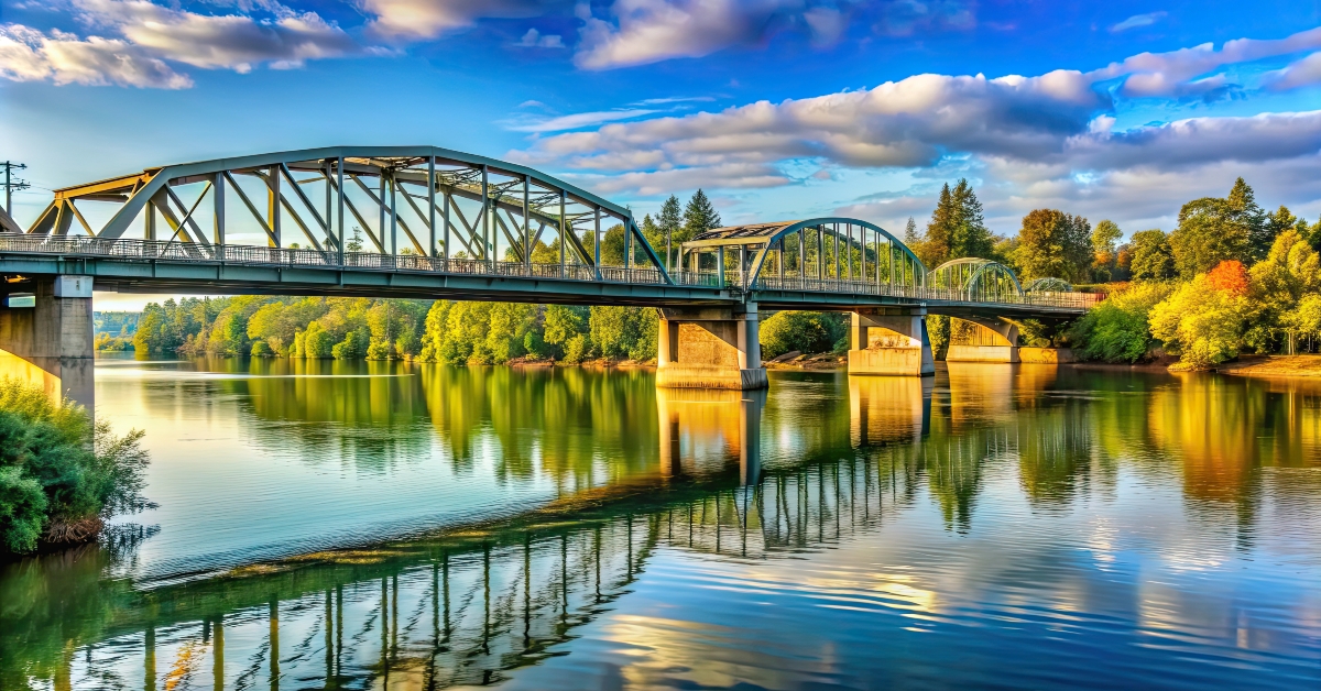 scenic Willamette River in Corvallis, Oregon
