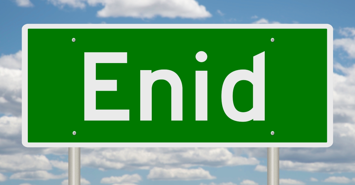 green road sign for enid oklahoma