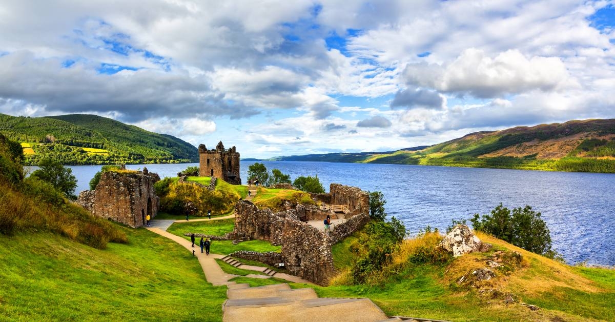 Ruins of Urquhart Castle along Loch Ness, Scotland