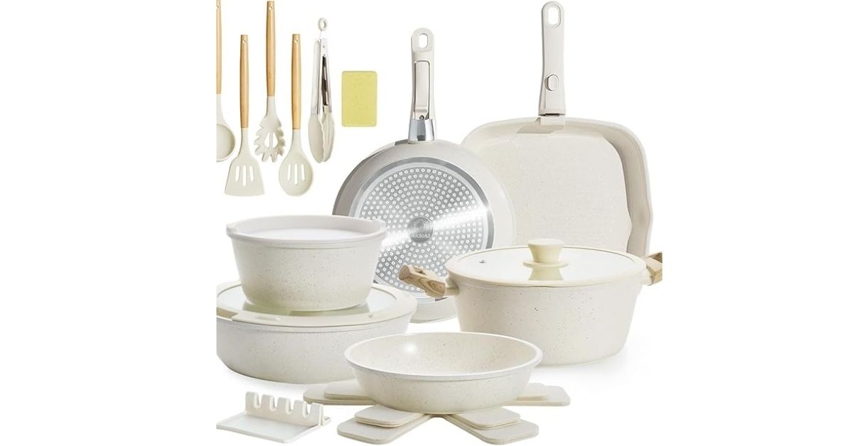 23 Piece Ceramic Pots and Pans Set 