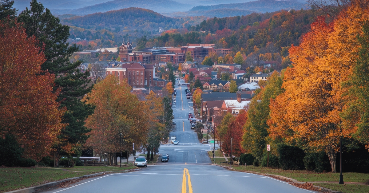 City Landscape of Downtown in the Blue Ridge Mountains