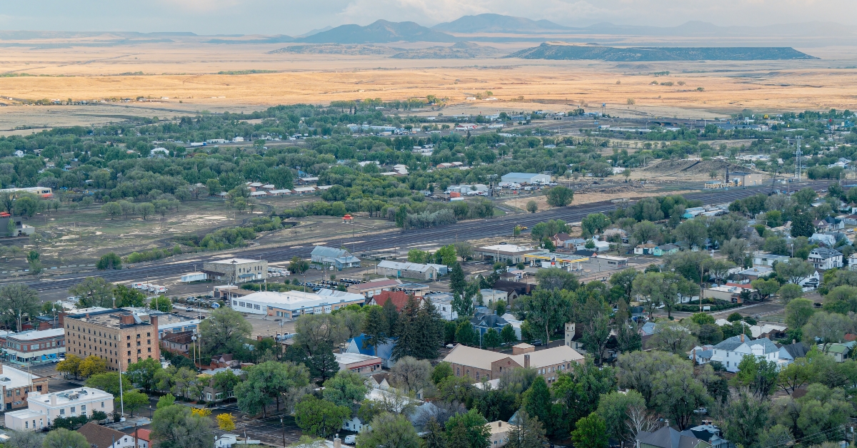 High angle view of the cityscape of Raton
