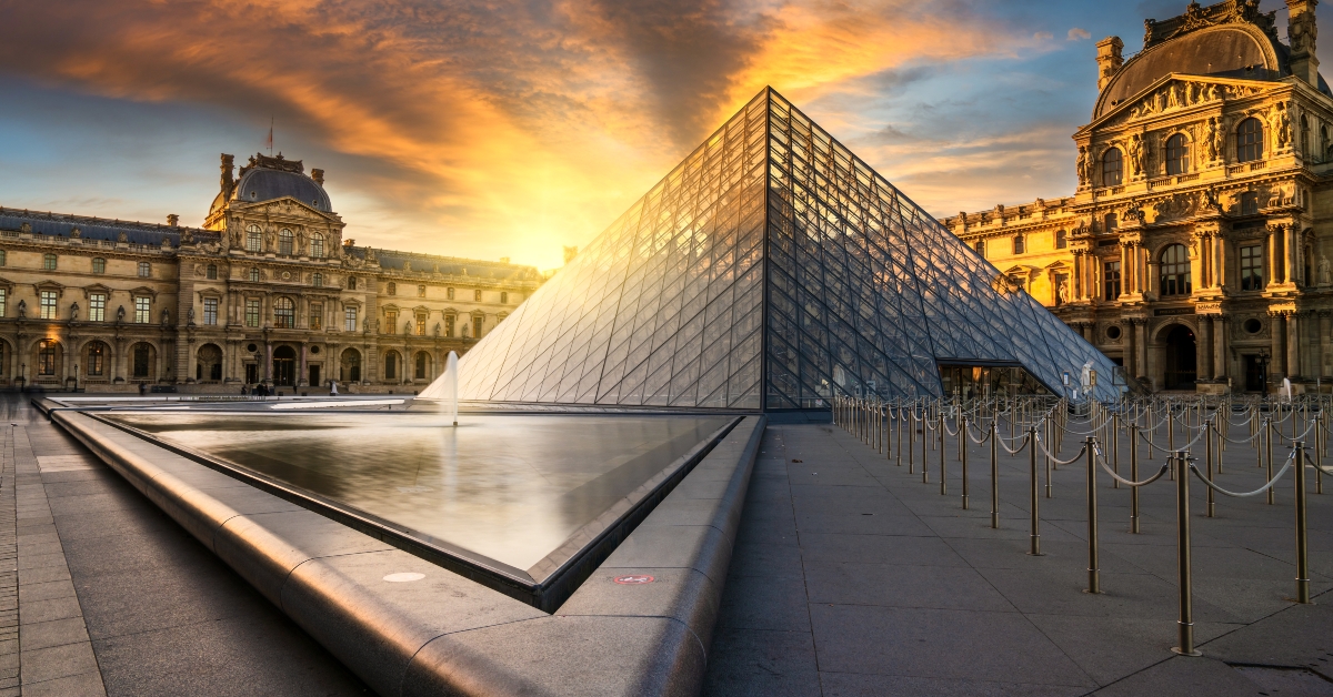 Paris Louvre Museum at sunrise