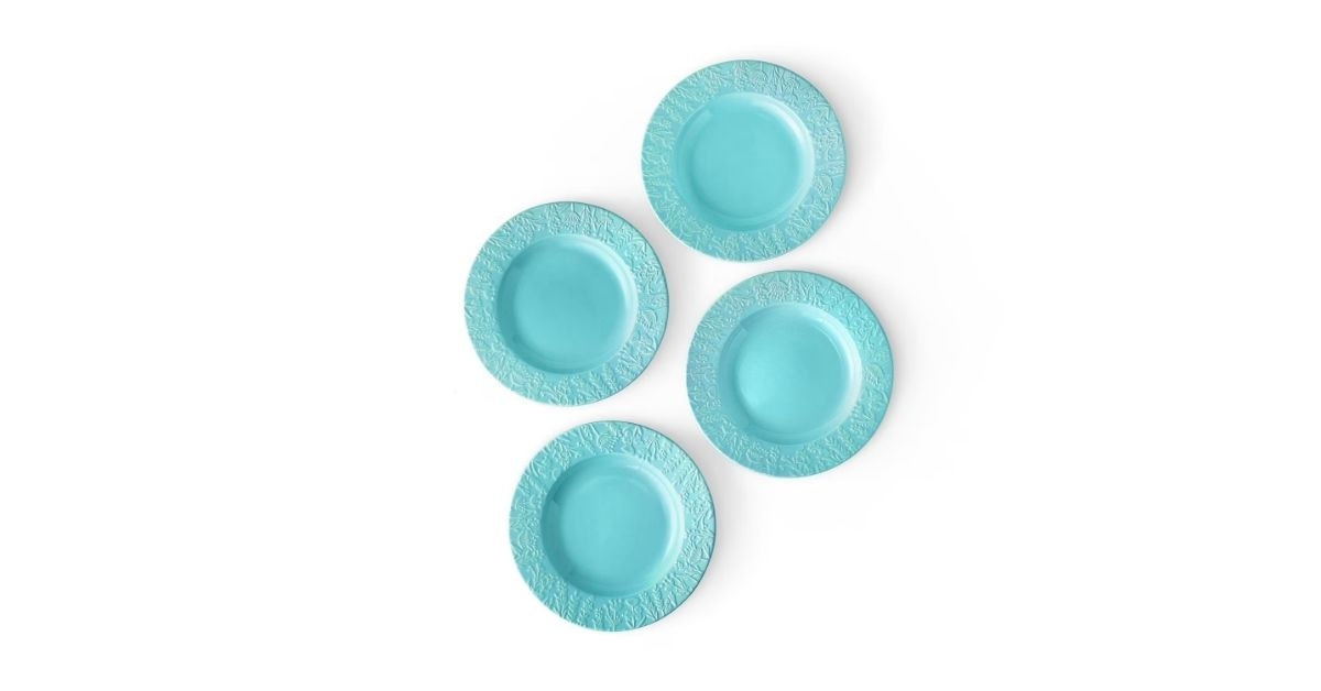 ceramic floral texture salad plates