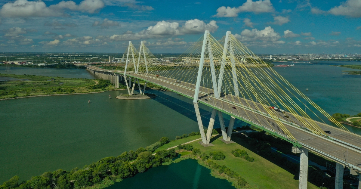 Fred Hartman Bridge over the shipping channel