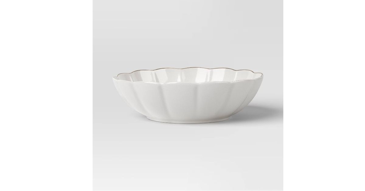 Threshold Serve Bowl Scalloped Gold Rim