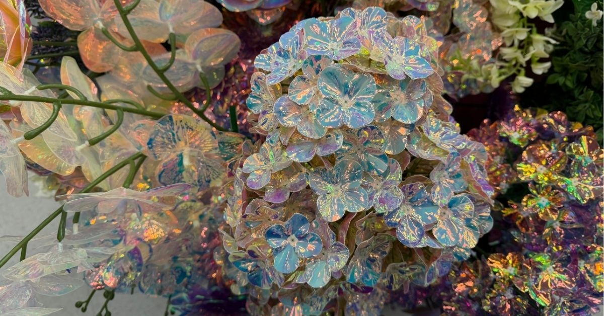 rachel zoe iridescent artificial blooms