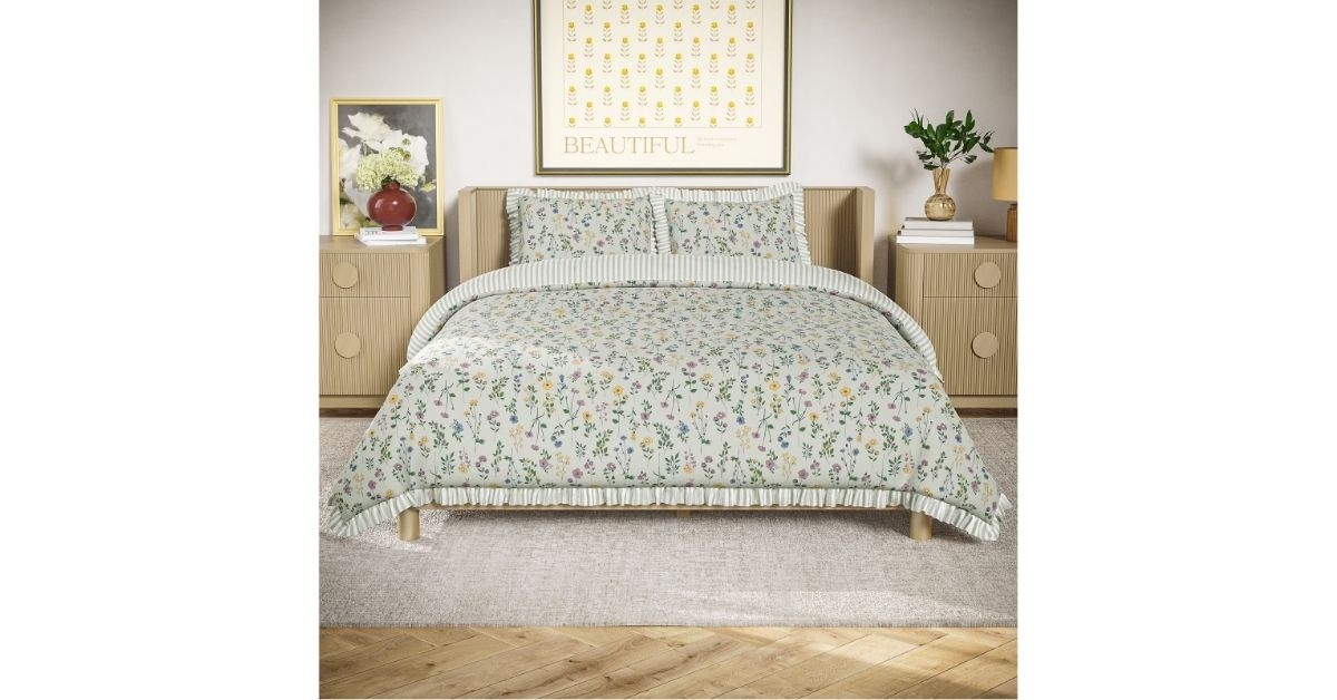 botanical 3-piece sage green comforter set