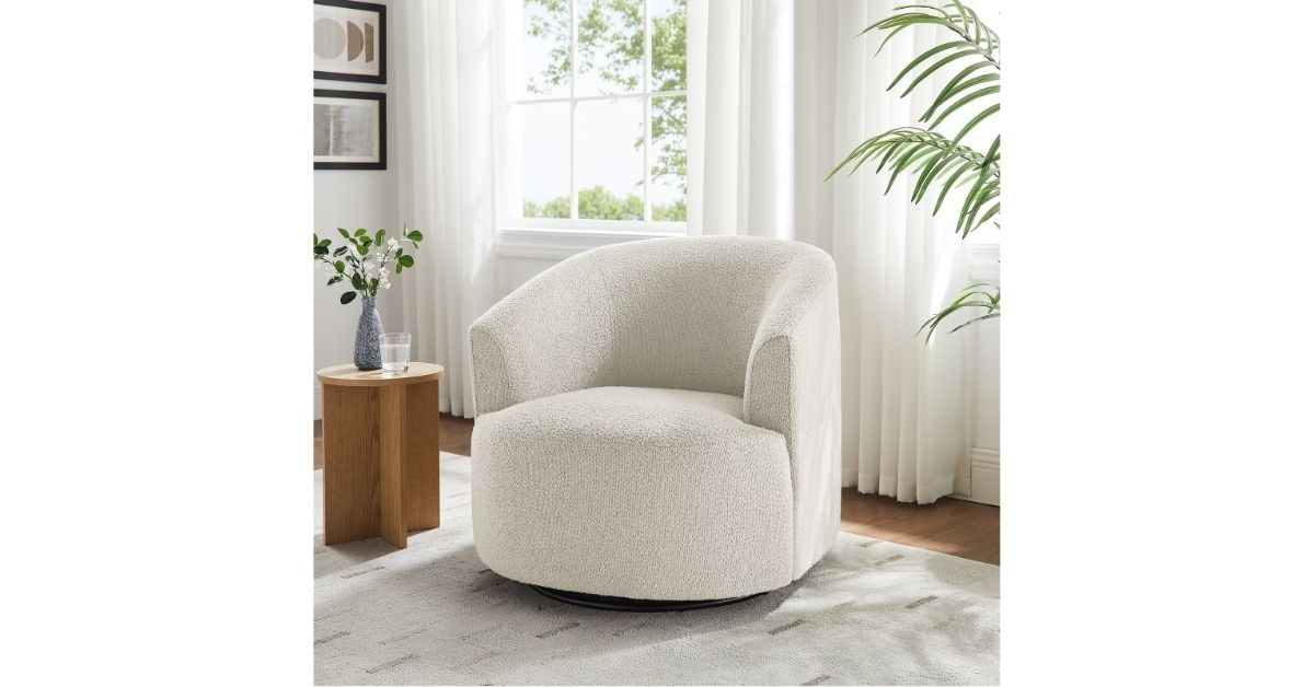 mainstays boucle swivel accent chair