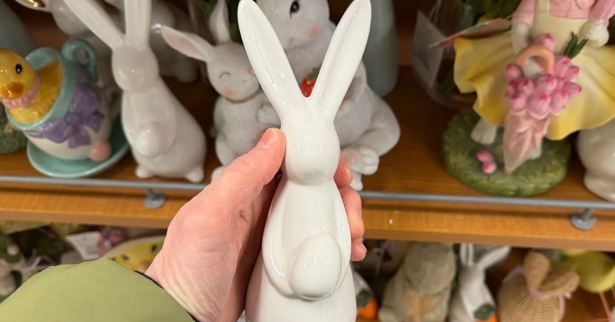 white ceramic bunny