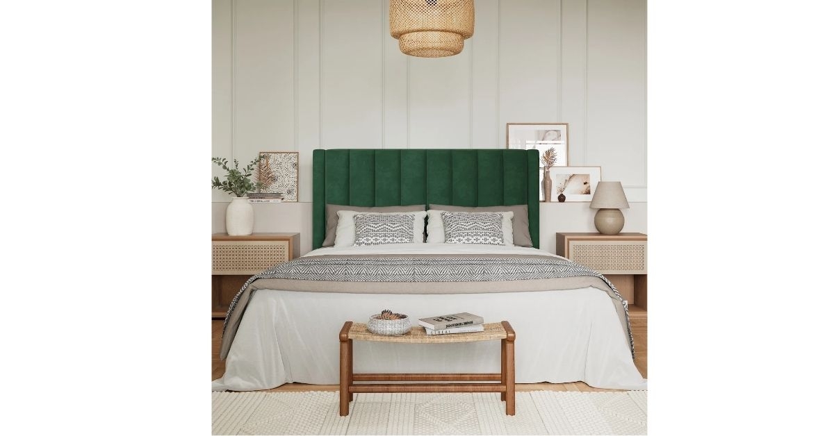 upholstered platform bed with headboard