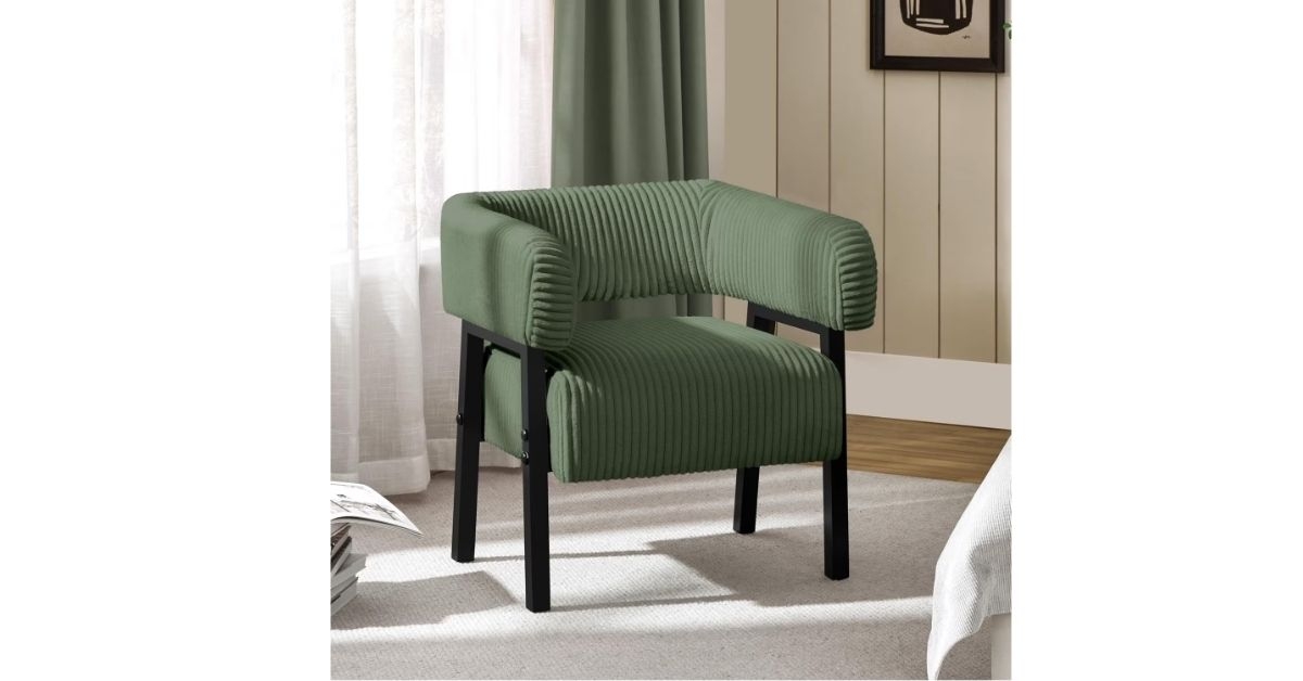 VibrantEcho Corduroy Barrel Accent Chair