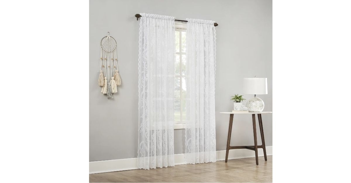 christy flroal lace rod pocket courtain panel