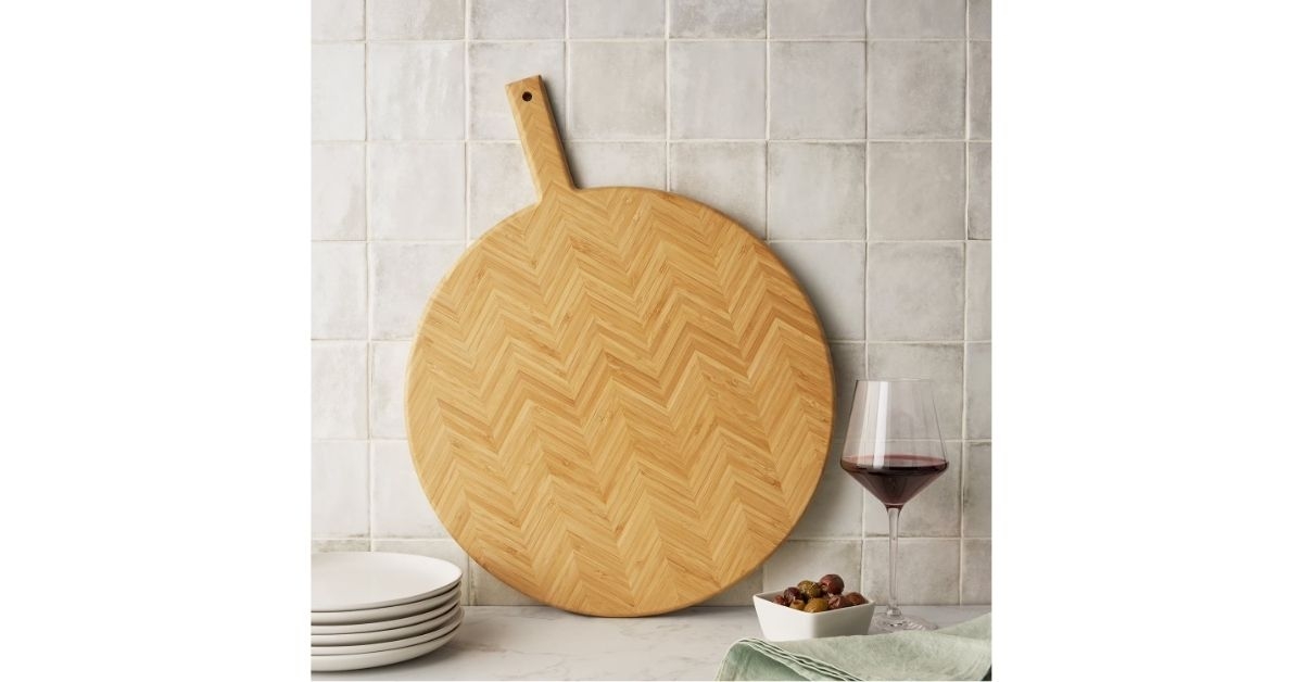 herringbone bamboo charcuterie board