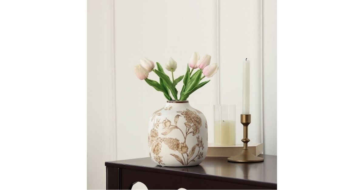 floral painted tabletop vase