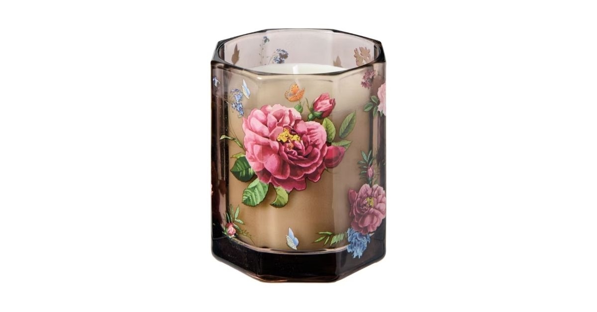 floral glass candle