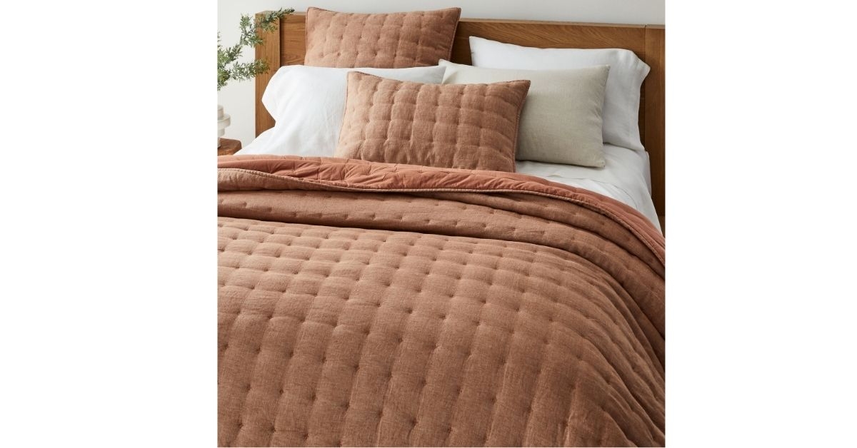 european flax linen tack stitch quilt shams