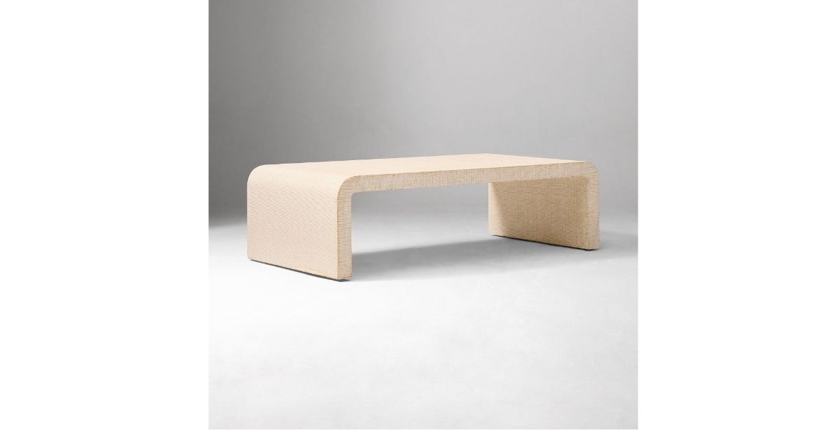 solstice painted raffia low coffee table