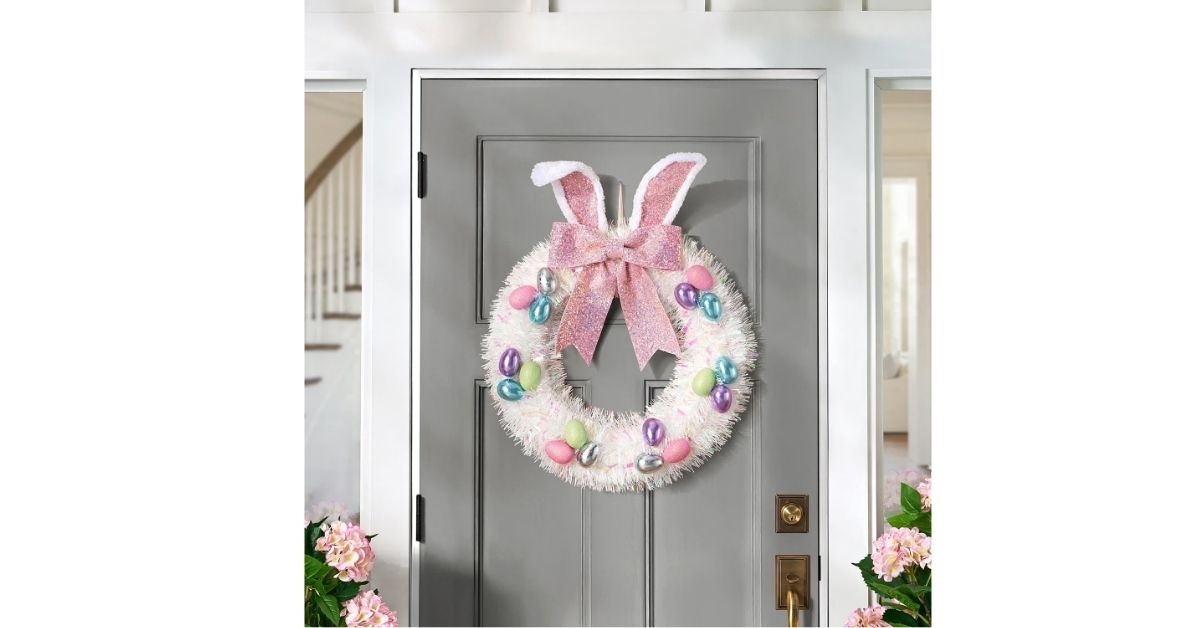 24-inches tinsel bunny wreath