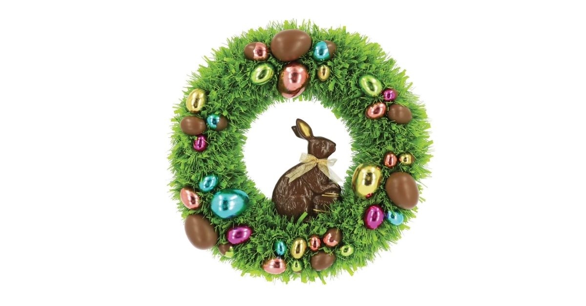 chocolate style bunny tinsel wreath