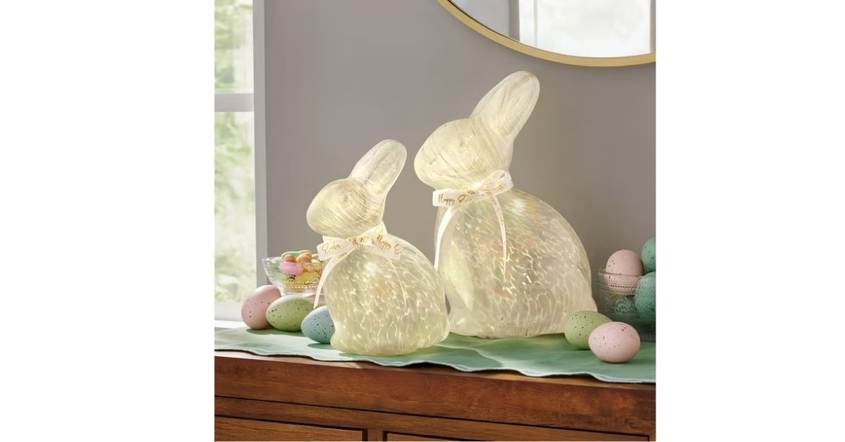 pre-lit glass bunny decor