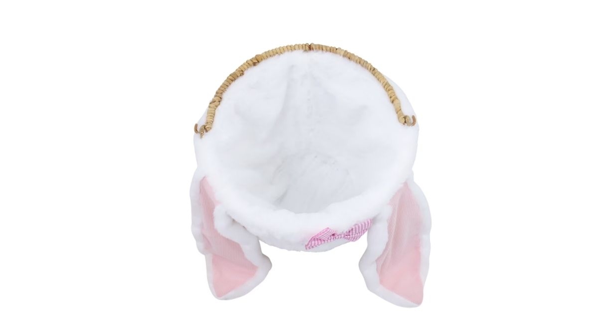 woven easter basket with plush bunny liner