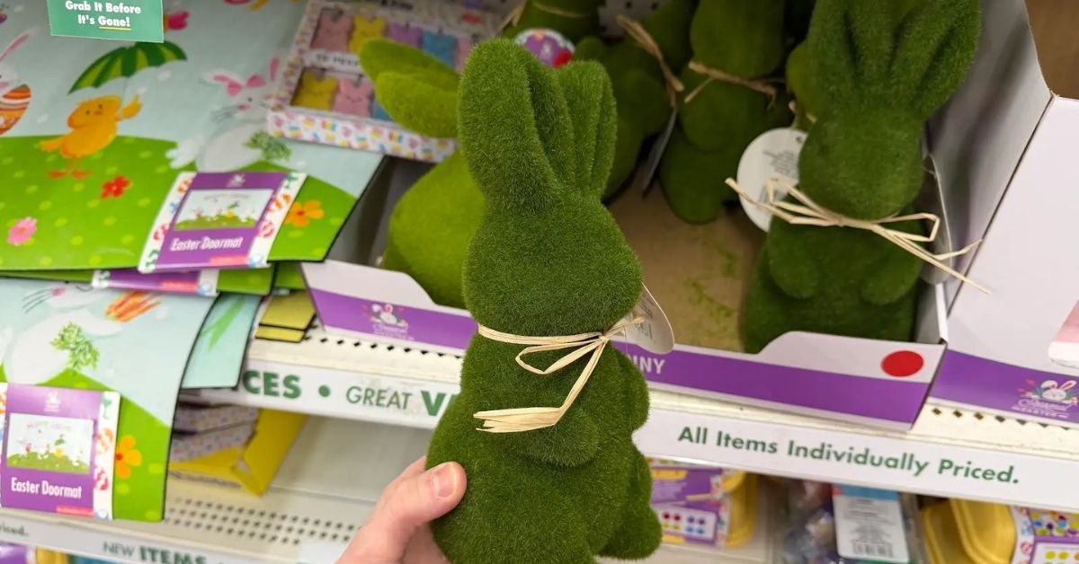 green flocked bunny figurines