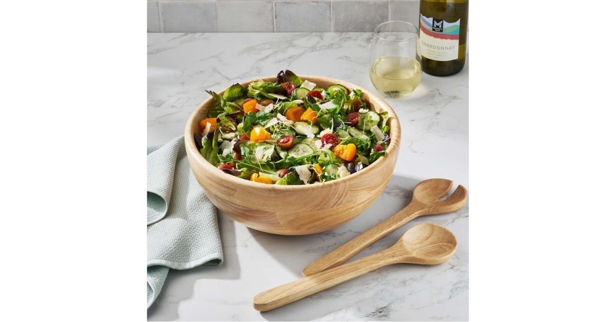 rubber wood salad bowl