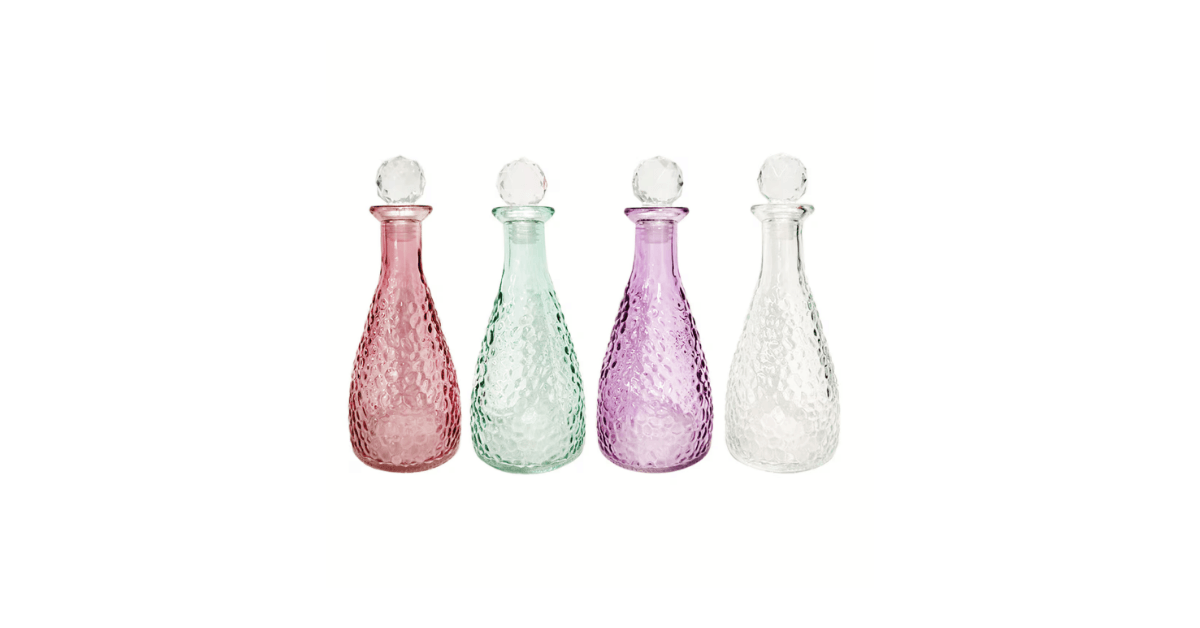 decorative glass bottle with stopper